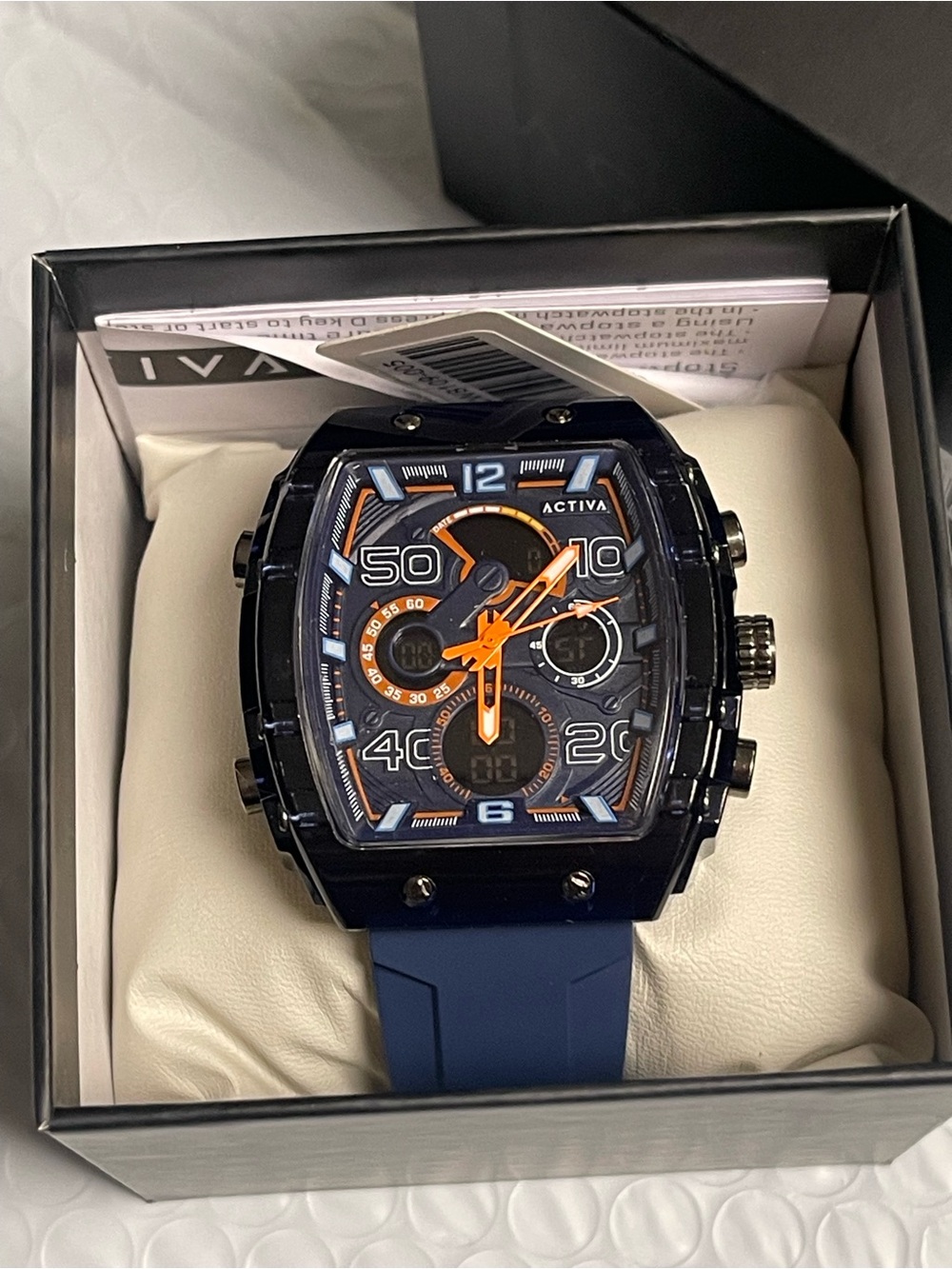 Activa X Invicta Digital Essentials Men's Watch - 45mm. Dark Blue & Orange NEW - Picture 11 of 12
